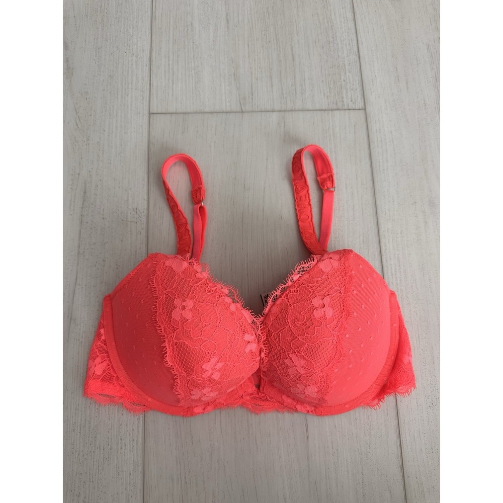 Victoria's Secret Dream Angels Push-up Bra 32D Neon Pink Lace